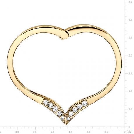 Bague anneau type pendentif. Cœur or jaune diamants | Polichinelle