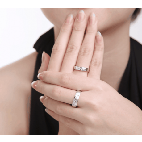 Bagues alliances constellations diamantées - Platine - Duo