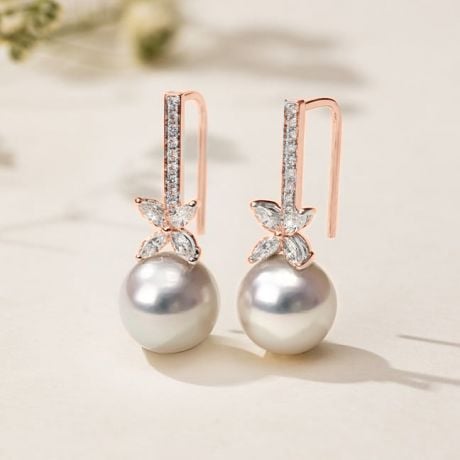 Crochet Oreilles Symphonie Nuptiale Or rose