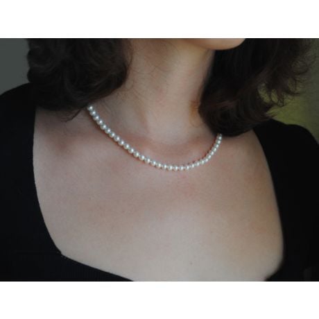 Collier Olympia - Perles d'Eau Douce 5/5.5mm - AAA or blanc