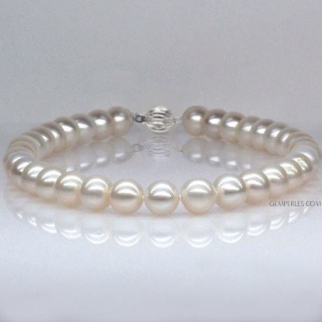 Collier Perles de Culture 10.5/11.5, AAA or blanc