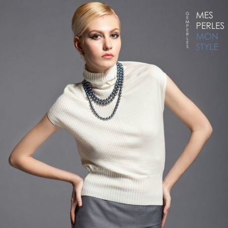 Collier Perle de Culture Noire. 7/7.5mm, AAA or jaune
