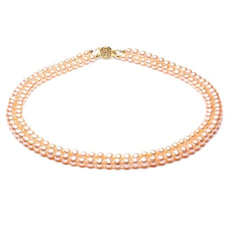 collier double rang perles roses - Perles de culture Chine - 5/5.5mm