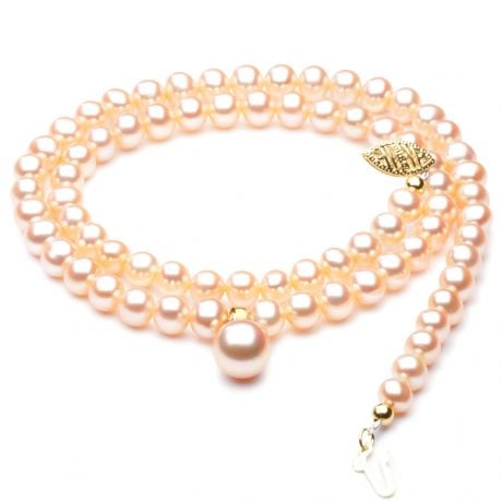 Collier Lyrique en Perles d'Eau Douce Roses AAA | Gemperles
