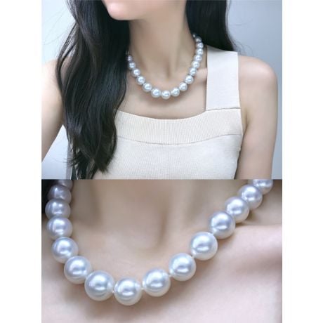 Collier perles d'Australie blanches - 11/13mm - AAA or jaune