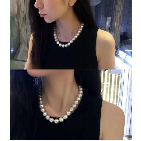 Collier grosses perles de culture australiennes blanches - 12/14.7mm or jaune
