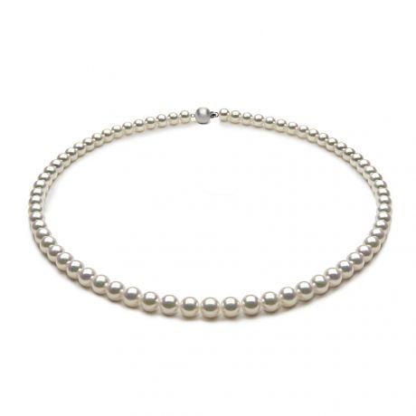 Collier de perles Akoya du Japon - 5.5/6mm - AAA or blanc