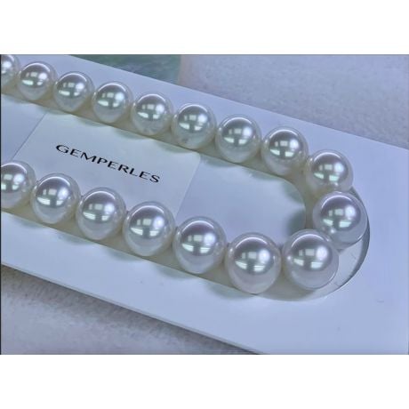 Collier perles d'Australie - 9/12mm - AA+ or blanc