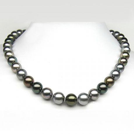 Collier en perle de Tahiti - Perles multicolores - 9/11mm - AAA or jaune