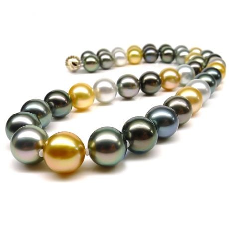 Collier perles multicolores des mers du sud - 9/10.5mm - AAA or jaune