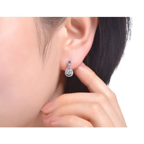 Boucles d'oreilles - Boucle diamant or blanc 18cts