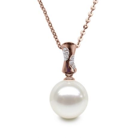 Pendentif t'es à croquer - Or rose, perle de rivière blanche
