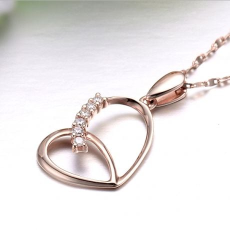 Pendentif coeur de papillon - Or rose, diamants
