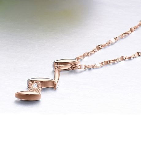 Pendentif diamant or rose - Pétales stylisés fleur de chrysanthème