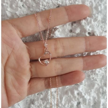 Pendentif Coeur de Rose - Diamants, or rose