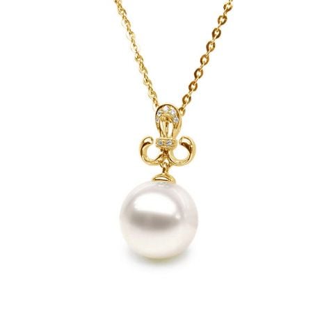 Pendentif armoiries noblesse - Or jaune, diamants - Perle blanche