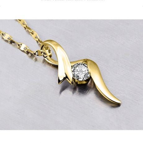 Pendentif byzantin - Ruban torsadé - Or jaune, diamant 0.20ct