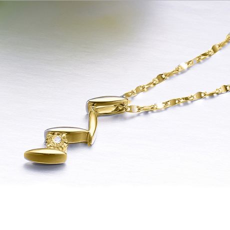 Pendentif diamant or jaune - Pétales stylisés fleur de chrysanthème