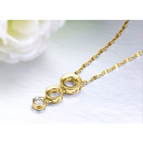 Pendentif contemporain or jaune en O - Diamant serti clos de 0.10ct
