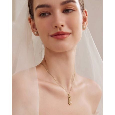 Parure Géométria Préciosa Or jaune - Pendentif et Boucles d'Oreilles Art Déco