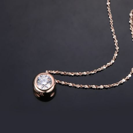 Pendentif solitaire or rose - Diamant serti clos