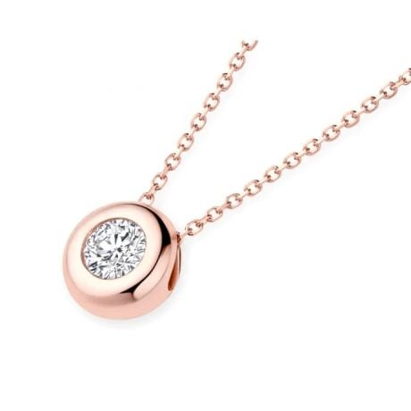 Pendentif solitaire or rose - Diamant serti clos personnalisable