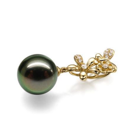  Pendentif perle de Tahiti - Vol des papillons - Or jaune, diamants