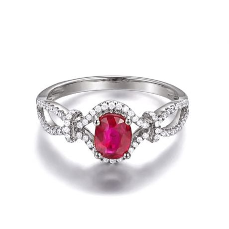 Bague rubis 1 carat or blanc. Diamants sertis | Secret Garden