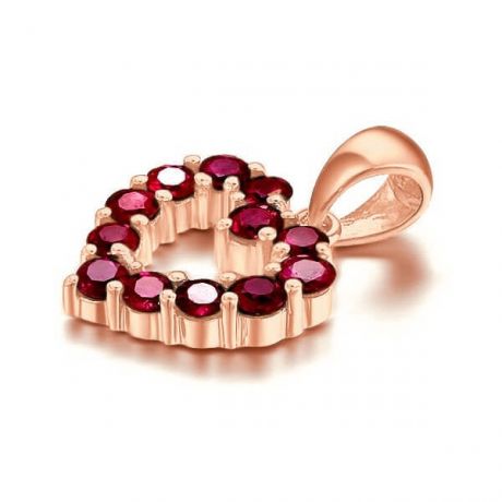 Pendentif coeur - Or rose et Rubis de Birmanie