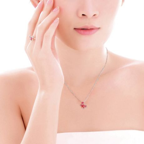 Pendentif papillon or blanc - Rubis de Birmanie