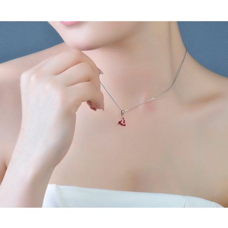 Pendentif contemporain Or blanc - Rubis sertis sur rails 0.45 carat
