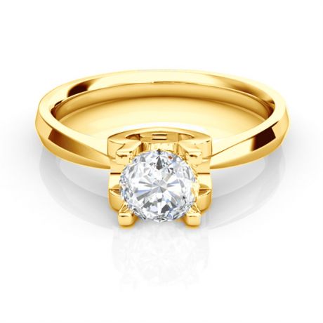 Bague prénom - Lettre B - Diamant, or jaune | Gemperles