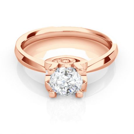 Bague prénom - Lettre C - Diamant, or rose | Gemperles