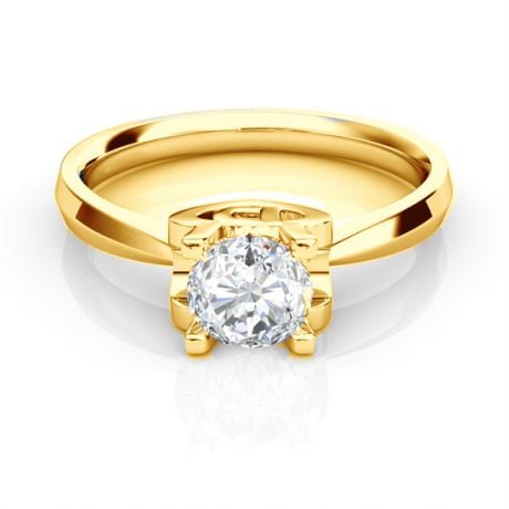 Bague prénom - Lettre D - Diamant, or jaune | Gemperles