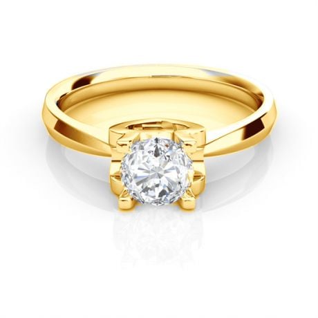 Bague prénom - Lettre F - Diamant, or jaune | Gemperles