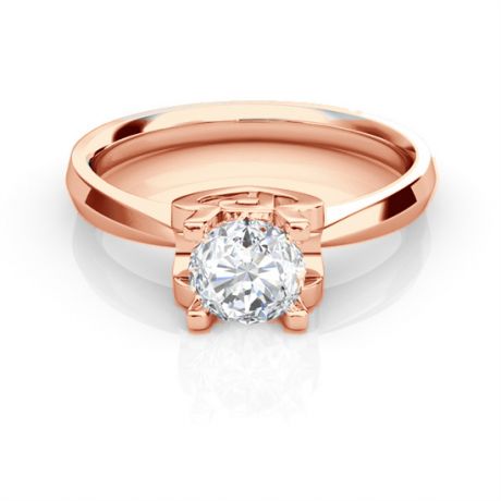 Bague prénom - Lettre P - Diamant, or rose | Gemperles