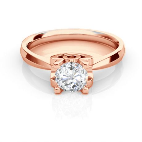Bague prénom - Lettre Q - Diamant, or rose | Gemperles