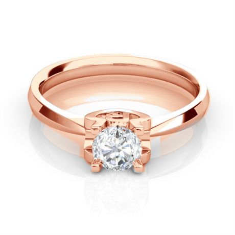 Bague prénom - Lettre R - Diamant, or rose | Gemperles