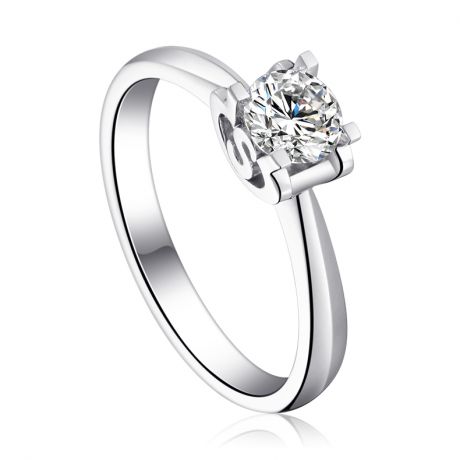 Bague avec initiale S - Solitaire platine diamant | Gemperles