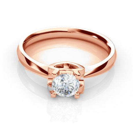 Bague prénom - Lettre T - Diamant, or rose | Gemperles