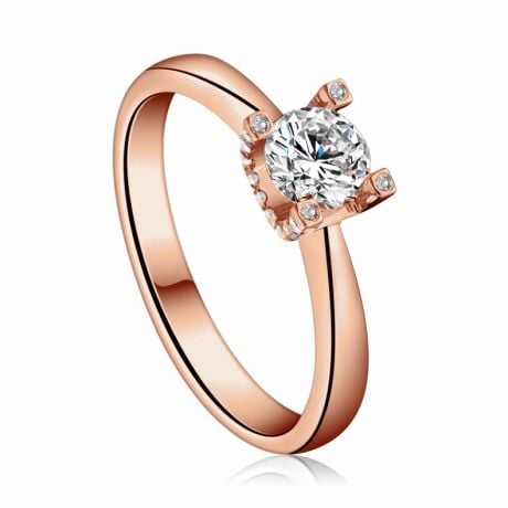 Bague lettre de l'alphabet - Initiale U ou C - Or rose, diamants | Gemperles