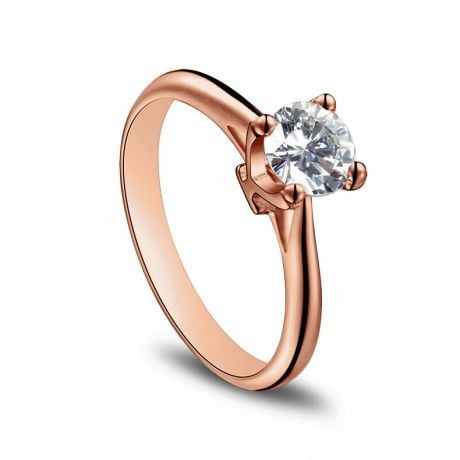 Bague lettre alphabet Y - Diamant, or rose