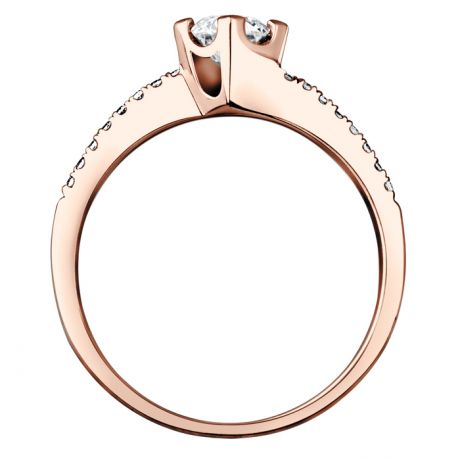 Solitaire bague liseré diamanté - Or rose 750/1000 | Gemperles