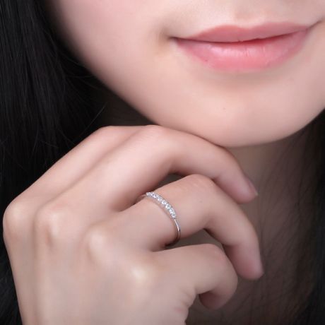 Bague fiançaille - Bague en or blanc 18 carats - Diamants 0.20ct