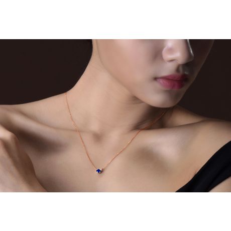 Collier pendentif Or rose, saphir et diamant sertis clos