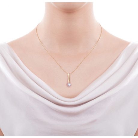 Pendentif perle du Japon. Or jaune, diamant - Hatsune Miku