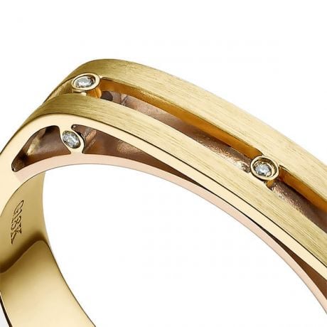 Bague contemporaine or jaune et rose 18cts - Diamant 0.02ct | Junon