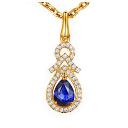 Pendentif Or jaune 18 carats - Saphir et diamants en poire