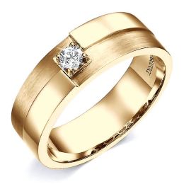 Bague Homme. Or jaune polie / brossé. Diamant 0.105ct | Edgar