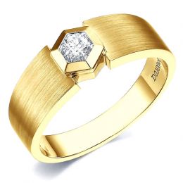 Bague Hommes. Or jaune. Diamant 0.105ct
